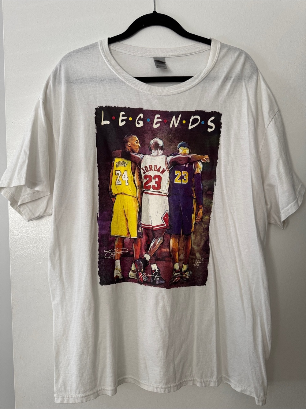 White 'Legends' Basketball Graphic Tee featuring Kobe, Jordan, LeBron